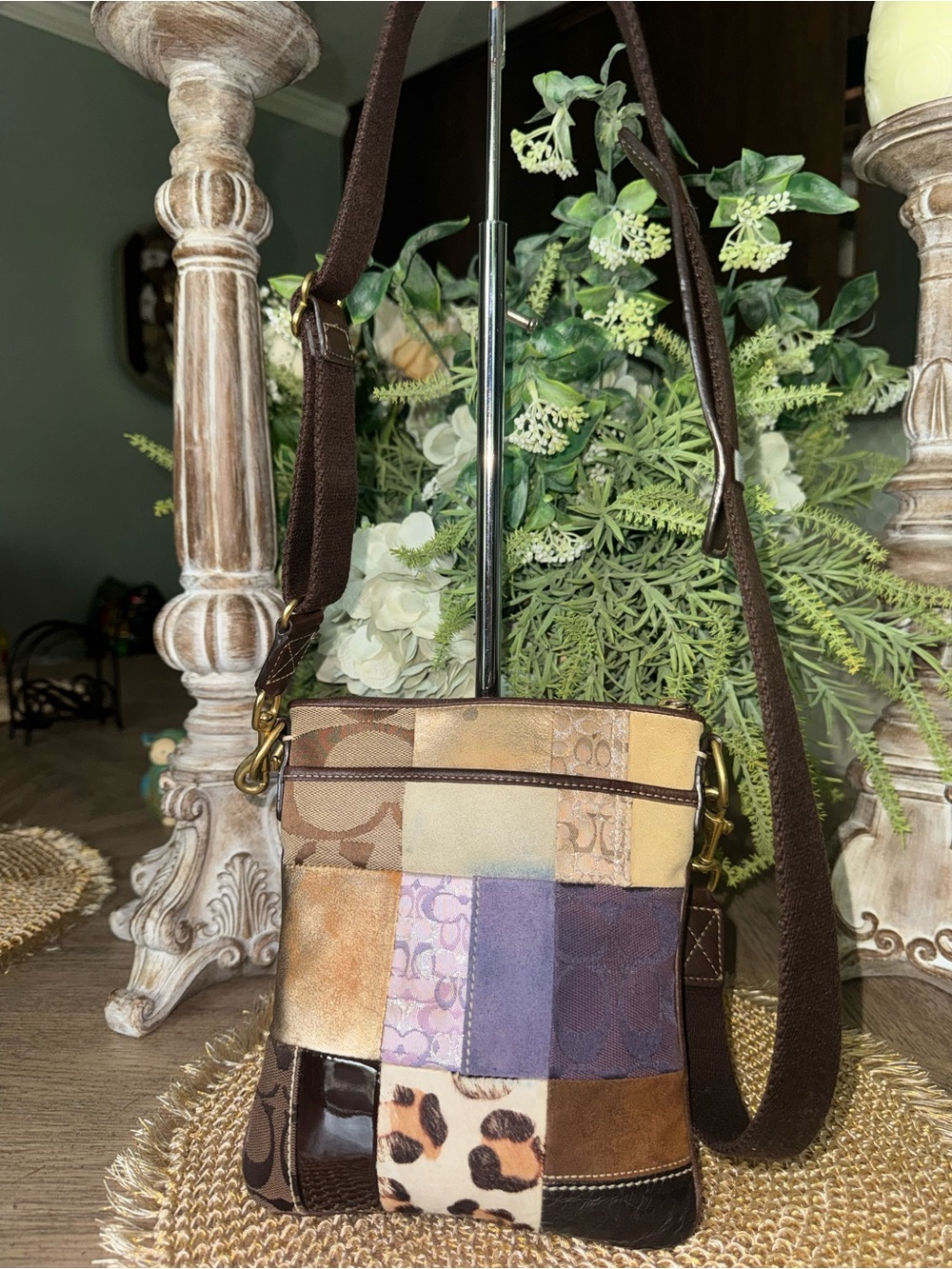 COACH Collectors Bag Colorful Designs of Patchwork Leather Crossbody RARE Piece